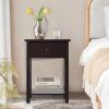 Set of 2 Wooden Nightstand;  X-Shaped Sofa Side Table End Table with Drawer and Open Shelf;  Bedroom Living Room Furniture