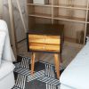 Mid-Century End Side Table Wooden Nightstand With 2 Storage Drawers