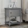 Versatile Nightstand with Two Built-in Shelves Cabinet and an Open Storage;  USB Charging Design