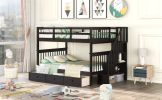 Stairway Full-Over-Full Bunk Bed with Drawer;  Storage and Guard Rail for Bedroom