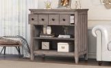 Vintage Storage Nightstand with 1 Drawer and 2 Open Shelves; Charging Design