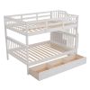 Stairway Full-Over-Full Bunk Bed with Drawer;  Storage and Guard Rail for Bedroom