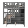 Stairway Full-Over-Full Bunk Bed with Drawer;  Storage and Guard Rail for Bedroom