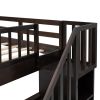 Stairway Full-Over-Full Bunk Bed with Drawer;  Storage and Guard Rail for Bedroom