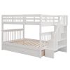 Stairway Full-Over-Full Bunk Bed with Drawer;  Storage and Guard Rail for Bedroom