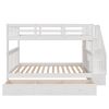 Stairway Full-Over-Full Bunk Bed with Drawer;  Storage and Guard Rail for Bedroom