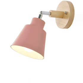 Wooden Zipper Bedside Wall Lamp (Option: Pink-Without switch-With light source)