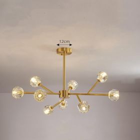 Nordic Chandelier Modern Simple Crystal All Copper Light Luxury Lamps (Option: All Copper9 heads-Three color dimming)