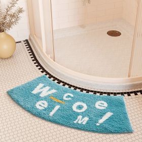 Absorbent Floor Mat Fan-shaped Carpet Shower Room Door Mat Bathroom Non-slip (Option: Arc WELCOME-42 X100cm Thick Cashmere)