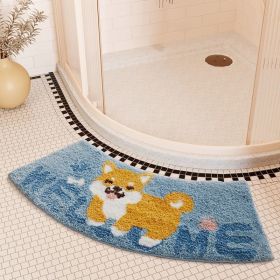 Absorbent Floor Mat Fan-shaped Carpet Shower Room Door Mat Bathroom Non-slip (Option: Arc Waiting For You To Go Home-42 X100cm Thick Cashmere)