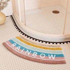 Absorbent Floor Mat Fan-shaped Carpet Shower Room Door Mat Bathroom Non-slip (Option: Arc RAINBOW-42 X100cm Thick Cashmere)