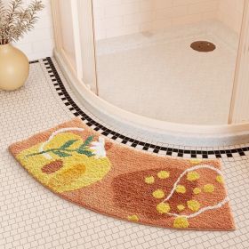 Absorbent Floor Mat Fan-shaped Carpet Shower Room Door Mat Bathroom Non-slip (Option: Arc Rainbow Bridge-42 X100cm Thick Cashmere)