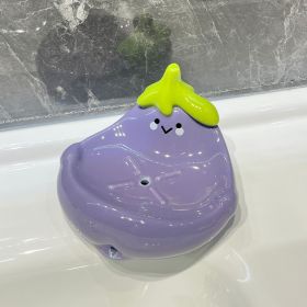 Draining Ceramic Storage Eggplant Soap Dish (Option: Shy Eggplant Soap Dish)