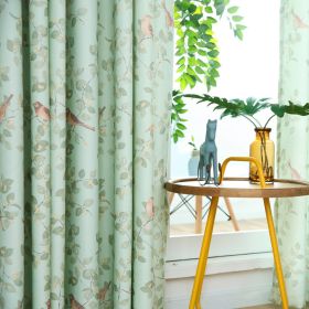 Bird Green Leaf Curtain Korean Bay Window Balcony Mesh Curtains (Option: Green Cloth-Above 60 Meters)