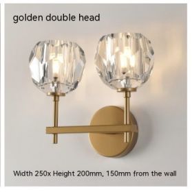 Bedroom Bedside Crystal Wall Lamp (Option: White Light LED5W-Double Head Golden)