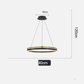 Chandelier Living Room Brushed Aluminum Bedroom Study (Option: Black Gold 40CM 24W)