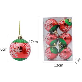 6cm Painted Christmas Ball Decorations Arrangement Props (Option: Red And Green Snowflake-Painted 6cm6 Pack)