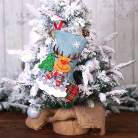 Christmas Socks Gift Bag Pendant (Option: Small Deer Head Blue Socks)