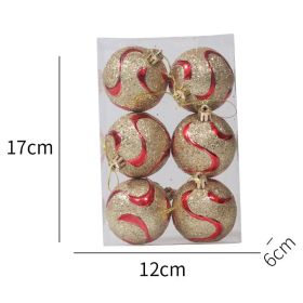 6cm Painted Christmas Ball Decorations Arrangement Props (Option: S Shaped Pattern-Painted 6cm6 Pack)