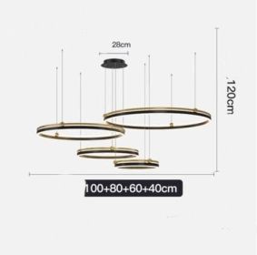 Chandelier Living Room Brushed Aluminum Bedroom Study (Option: Coffee 40CM60CM80CM100CM175W)