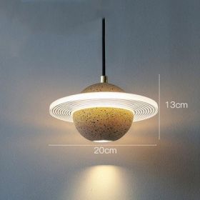 Planet Small Chandelier Red Single Head Bedroom Bedside Lamp (Option: Double glossy sand yellow-220v)