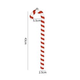 Red White And Green Painted Glitter Crutches Photography Shooting Props Christmas Decorations (Option: 43cm Red White 1pc)