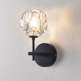 Bedroom Bedside Crystal Wall Lamp (Option: White Light LED5W-Single Head Black)