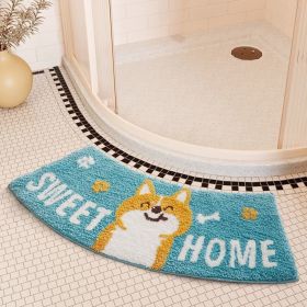 Absorbent Floor Mat Fan-shaped Carpet Shower Room Door Mat Bathroom Non-slip (Option: Arc Cured Wangchai-40 X75cm Crystal Velvet)