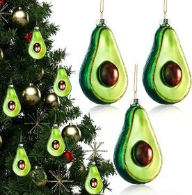 Blown Glass Fruit Dessert Holiday Christmas Tree Decoration Pendant (Option: Avocado)