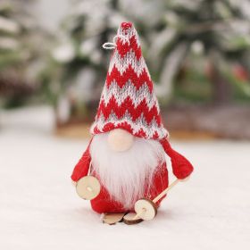 Cartoon Knitted Fabric Ski Faceless Doll Wooden Doll Pendant Christmas Tree Accessories (Option: D Ski Doll)