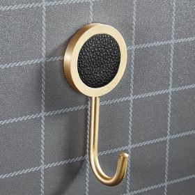 Brass Hat-and-coat Drilling Adhesive Hanging Storage Hook (Option: Black Cowhide)