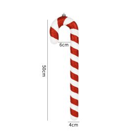 Red White And Green Painted Glitter Crutches Photography Shooting Props Christmas Decorations (Option: 50cm Red White Fat 1pc)