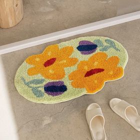 Bathroom Entrance Door Mat Blanket Bathroom Absorbent Floor Mat (Option: Flower Dance Shaped-40 X60cm Imitation Cashmere)