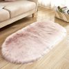 1pc Super Soft Area Rug, Plush Fluffy Faux Sheepskin Oval Floor Mat For Living Room Bedroom, Machine Washable Bedside Rugs, Shaggy Plush Carpet Faux R