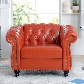 1 Seater Sofa For Living Room (Color: Orange)