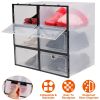 6Pcs Collapsible Shoe Box Stackable Shoe Storage Bin Transparent Dustproof PP Shoe Organizer Container