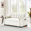 Sleeper Sofa Couch w/Pull Out Bed, 55" Modern Velvet Convertible Sleeper Sofa Bed, Small Love seat Sofa Bed w/Pillows & Side Pockets for Small Space,