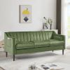 Mid Century Modern Chesterfield sofa couch, Comfortable Upholstered sofa with Velvet Fabric and Wooden Frame and Wood Legs for Living Room/Bed Room/Of