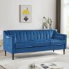 Mid Century Modern Chesterfield sofa couch, Comfortable Upholstered sofa with Velvet Fabric and Wooden Frame and Wood Legs for Living Room/Bed Room/Of