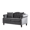 57" Chesterfield Sofa Grey Velvet for Living Room, 2 Seater Sofa Tufted Couch with Rolled Arms and Nailhead for Living Room, Bedroom, Office, Apartmen