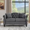 57" Chesterfield Sofa Grey Velvet for Living Room, 2 Seater Sofa Tufted Couch with Rolled Arms and Nailhead for Living Room, Bedroom, Office, Apartmen