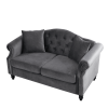 57" Chesterfield Sofa Grey Velvet for Living Room, 2 Seater Sofa Tufted Couch with Rolled Arms and Nailhead for Living Room, Bedroom, Office, Apartmen