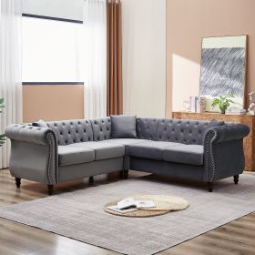 83.5-Inch Oversized Corner Sofa Covers, L-Shaped Sectional Couch, 5-Seater Corner Sofas with 3 Pillows for Living Room, Bedroom, Apartment, Office (Color: as Pic)