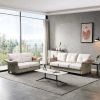 Living Room Furniture Linen Fabric Faux Leather with Wood Leg 2+3 Sectional (Dark Grey)