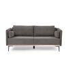 Modern Sofa 3-Seat Couch with Stainless Steel Trim and Metal Legs for Living Room