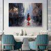 Hand Painted Oil Painting Abstract Cityscape Oil Painting On Canvas Original Woman In Red Painting Living Room Wall Decor Female Portrait Painting Lar