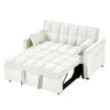 Sleeper Sofa Couch w/Pull Out Bed, 55" Modern Velvet Convertible Sleeper Sofa Bed, Small Love seat Sofa Bed w/Pillows & Side Pockets for Small Space,