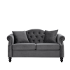 57" Chesterfield Sofa Grey Velvet for Living Room, 2 Seater Sofa Tufted Couch with Rolled Arms and Nailhead for Living Room, Bedroom, Office, Apartmen