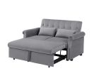 Artemax 55'' Modern Shiny Velvet Convertible Loveseat Sleeper Sofa Couch w/ 2 Lumbar Pillows, Adjustable Pull-Out Bed and Removable Armrest for Nurser