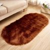 1pc Super Soft Area Rug, Plush Fluffy Faux Sheepskin Oval Floor Mat For Living Room Bedroom, Machine Washable Bedside Rugs, Shaggy Plush Carpet Faux R